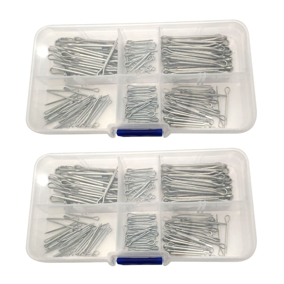 350Pc SPLIT PINS Cotter Fixings Set Assorted Sizes Zinc Plated Steel Hard Case