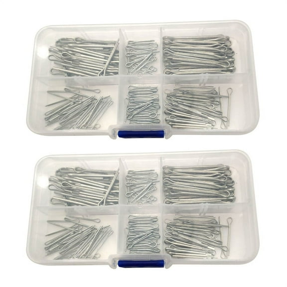 350Pc SPLIT PINS Cotter Fixings Set Assorted Sizes Zinc Plated Steel Hard Case