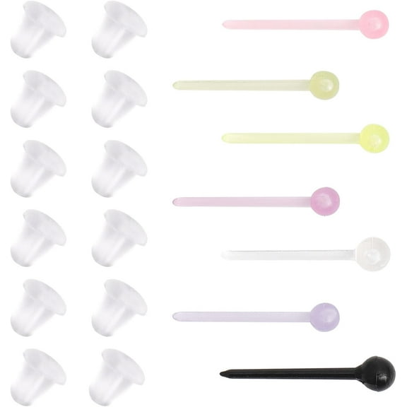 350Pcs 7 Colors Plastic Tiny Ball Stud Earrings with Ear Nuts for Jewelry Earings Mixed Color diy