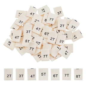 350Pcs 7 Styles Cotton Sewing Size Label Craft Labels for Clothing Sewing Rectangle Number 35x12~13x0.3mm 50pcs/style for diy