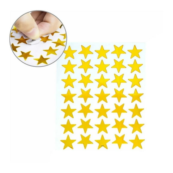 350Pcs Five Pointed Star Stickers,Self Adhesive Labels Decor,Removable Small Star Shape Sparkly Stickers,Posters Craft Supplies,Incentive Reward Stickers For Home DIY Office Classroom,Gold,3.74x4.92"