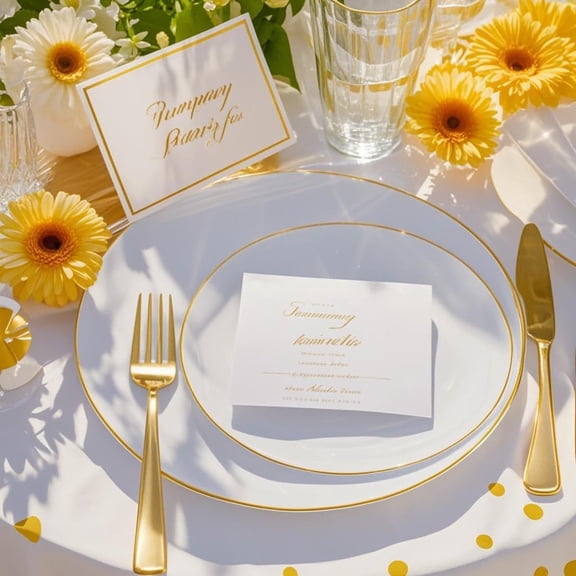 350Pcs Gold Plastic Plates - White and Gold Dinnerware Set Disposable include 10" & 7" Plates,Cups,Silverware,Napkins -serve 50 Guests Perfect for Wedding& Easter&Birthday Party