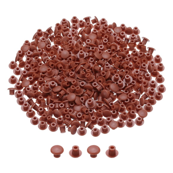 350Pcs Plastic Hole Plugs Screw Cap Covers, 5mm(3/16") Decoration Tapping Screw Cover,Red-Brown