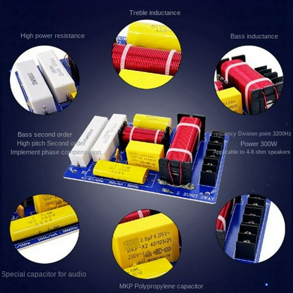 350W 2-Way Audio Speaker Crossover 3200Hz High and Low Frequency Divider Hifi High Fidelity Crossover Filter