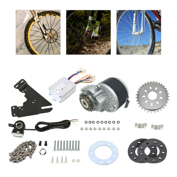 350W 36V Modern Electric Bicycle Brush Motor Thumb W/ Freewheel E-Bike Conversion Kit Black Silver