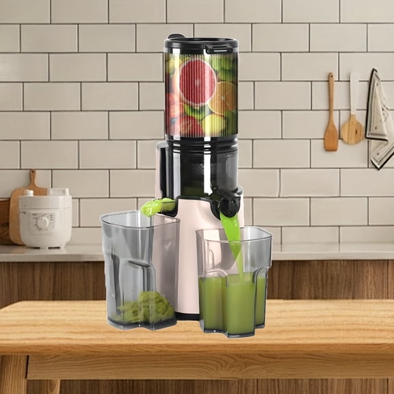 350W Cold Press Juicer | Slow Masticating Juicer with 4.7" Large Bore Feed Chute, Fits Whole Vegetables and Fruits, Easy to Clean, Stainless Steel Body and Grade Plastic Cups