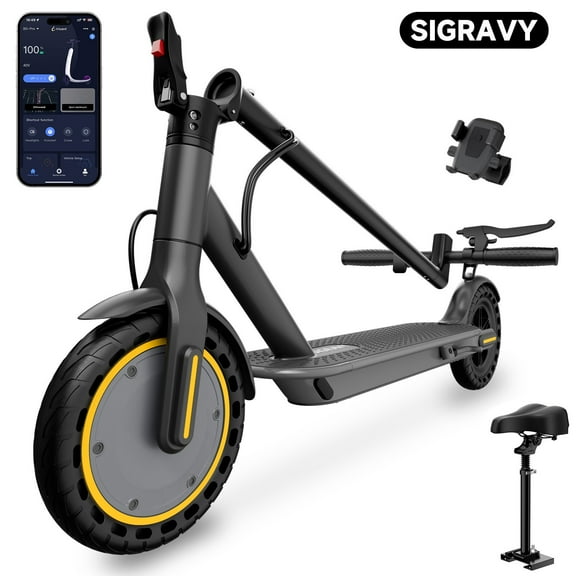 350W E Scooter w/Seat & Phone Holder 19 MPH, 21-Mile Range,Cruise Control, w/APP