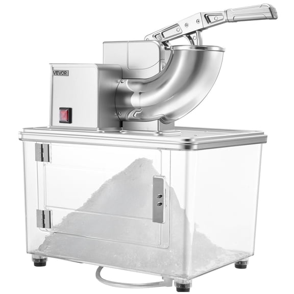 350W Electric Ice Crusher 661LBS Per Hour Stainless Steel Shaved Ice Machine with 4 Blades 2000RPM and 11 Gallon Crushed Ice Box for Home Restaurant Bar Use Silver