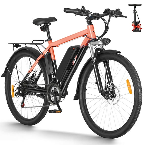 350W Electric Mountain Bike Shimano 21-Speed Shifter Adult Ebike Electric Bicycle for Men Women Built-in 36V/10Ah Battery with 3 Working Modes Vivid Orange Style