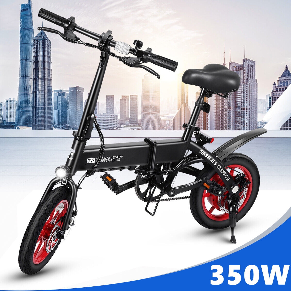 350W Folding EBike, Lightweight Electric Bike Pedals & Power Assist Bicycle, 36V Foldable E-Bike 14" Fat Tire Mountain Bicycle For Adult, Commuter