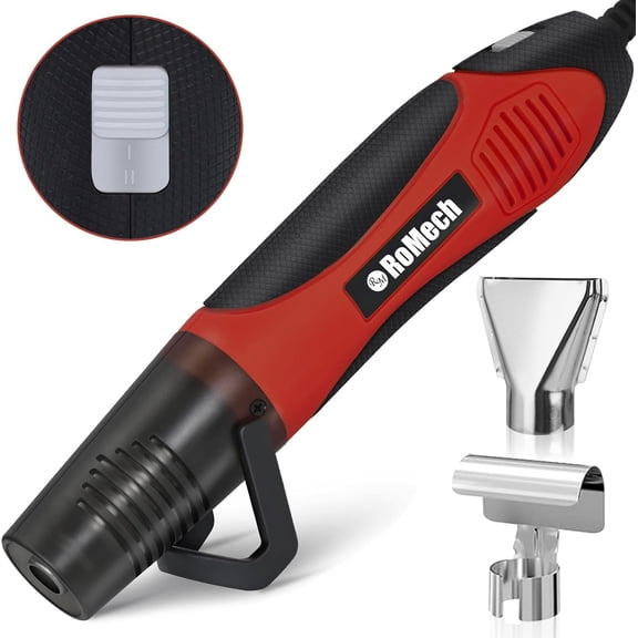 350W Heat Gun with 2 Nozzles, Dual Temp 400F-660F, Fast Hot Air Overload Protection for DIY Craft Embossing Shrink Wrapping (Red)