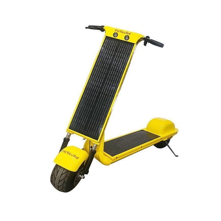 350W New Energy Solar Electric Scooter Portable Foldable Adult Electric Solar Scooter (Yellow)