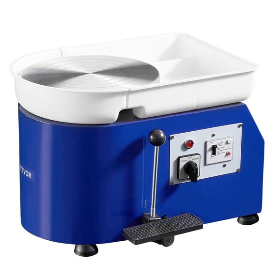 Pottery Wheel System 350W Adjustable 0-300 RPM Speed 11 Inch Clay Forming Head Detachable ABS Splash Basin Blue
