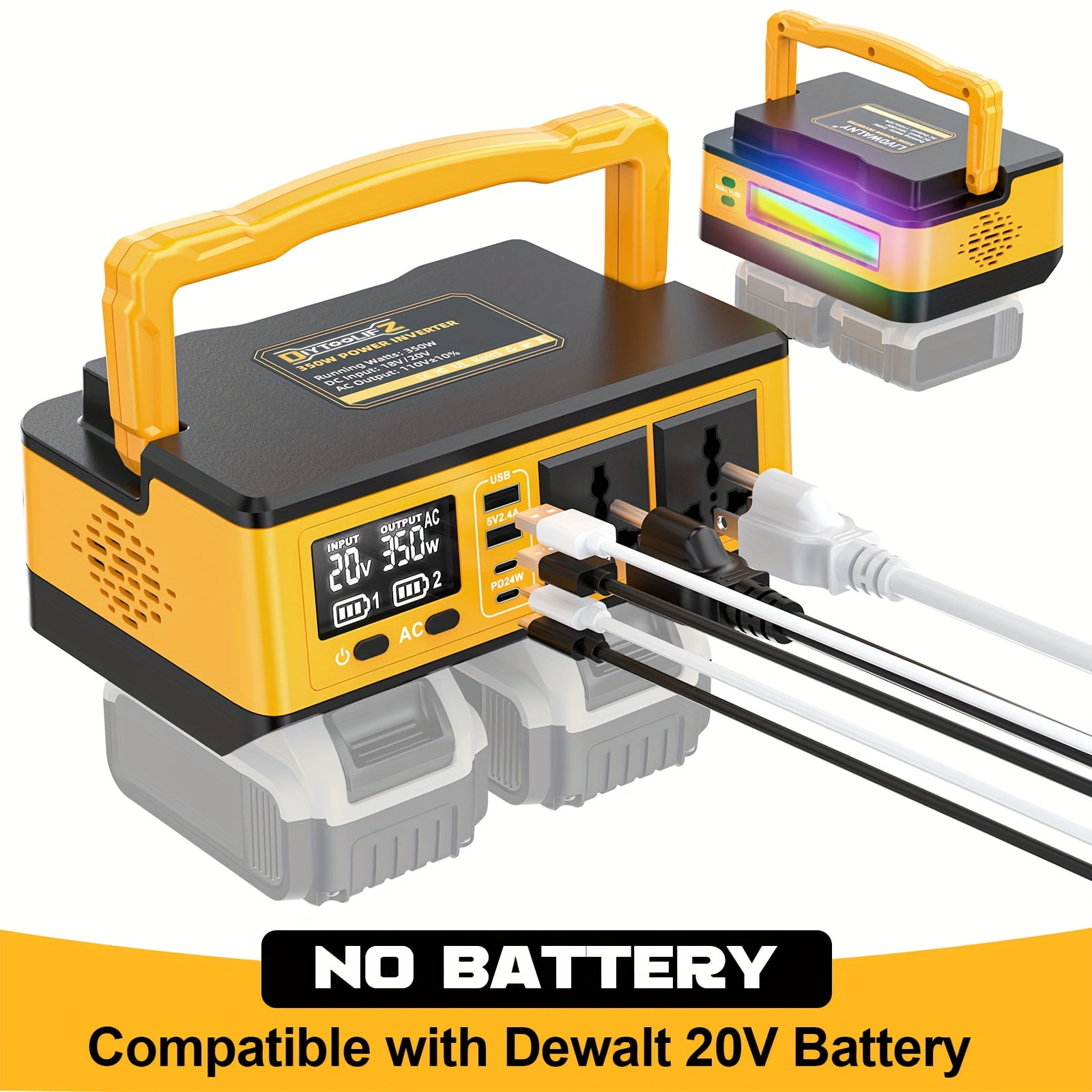 350W Power Inverter Compatible with DeWalt 20V Batteries: Ecarke ...