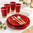 Ruby Ware Warehouse 350clear Red Plastic Dinnerware Set For 50 Guests - Walmart.com