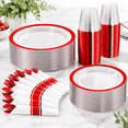 Ruby Ware Warehouse 350clear Red Plastic Plates Disposable Dinnerware For 50 Guests ...