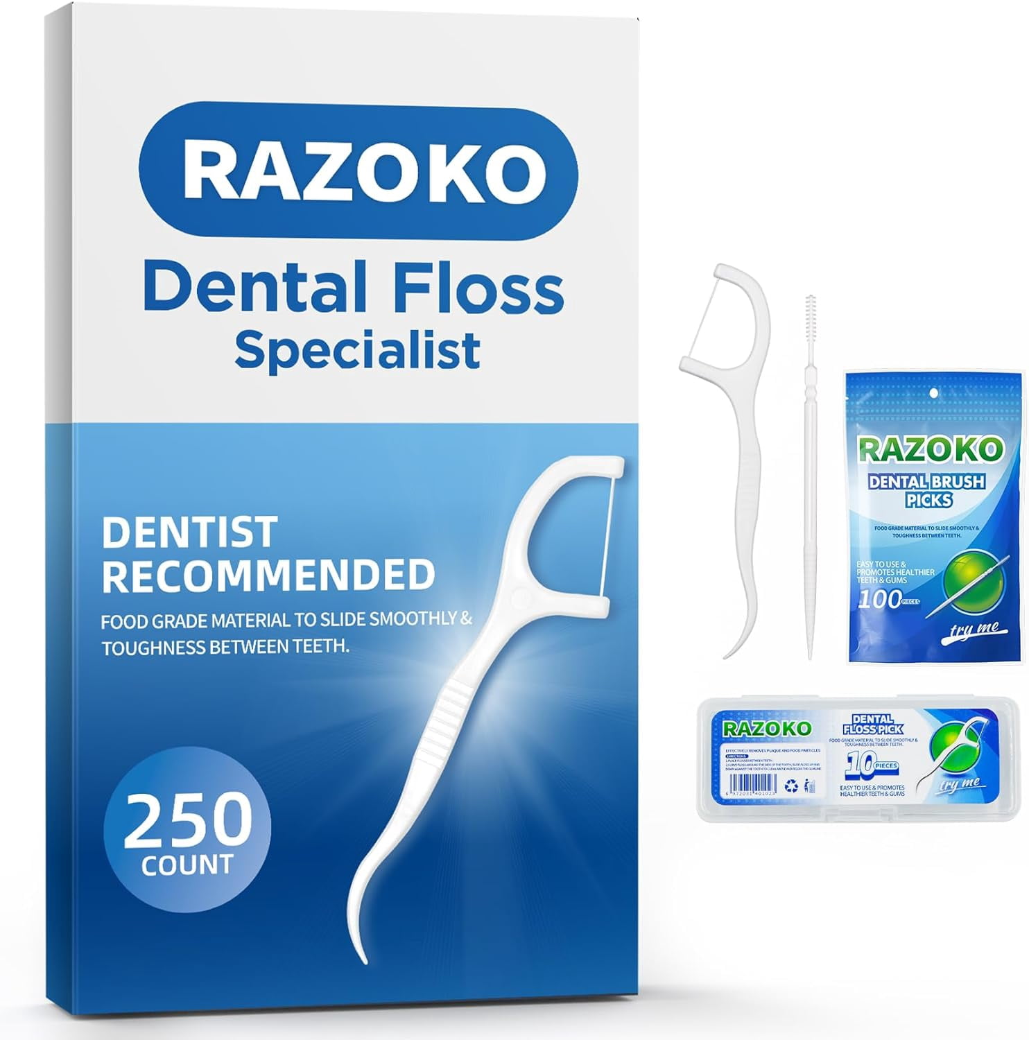 350ct Shred-Resistant Dental Floss Picks & Interdental Toothpicks - High-Tension Flossers with Portable Travel Case 2-in-1 Disposable Teeth Cleaners for Tight Gaps Oral Care