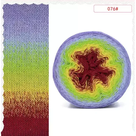 350g/Ball Multicolored Linen Thread Gradient Long Dyed Cake Thread 1000m Rainbow Thread Handmade DIY Hat Shawl Scarf Material (076)