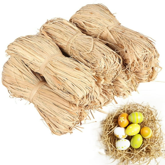 350g Natural Raffia Paper Ribbon, 7 x 50g Natural Raffia Grass Ribbon for Florist Bouquets, Gift Wrapping, Weaving Decorations, Rustic Home Decor(7 Bundles)