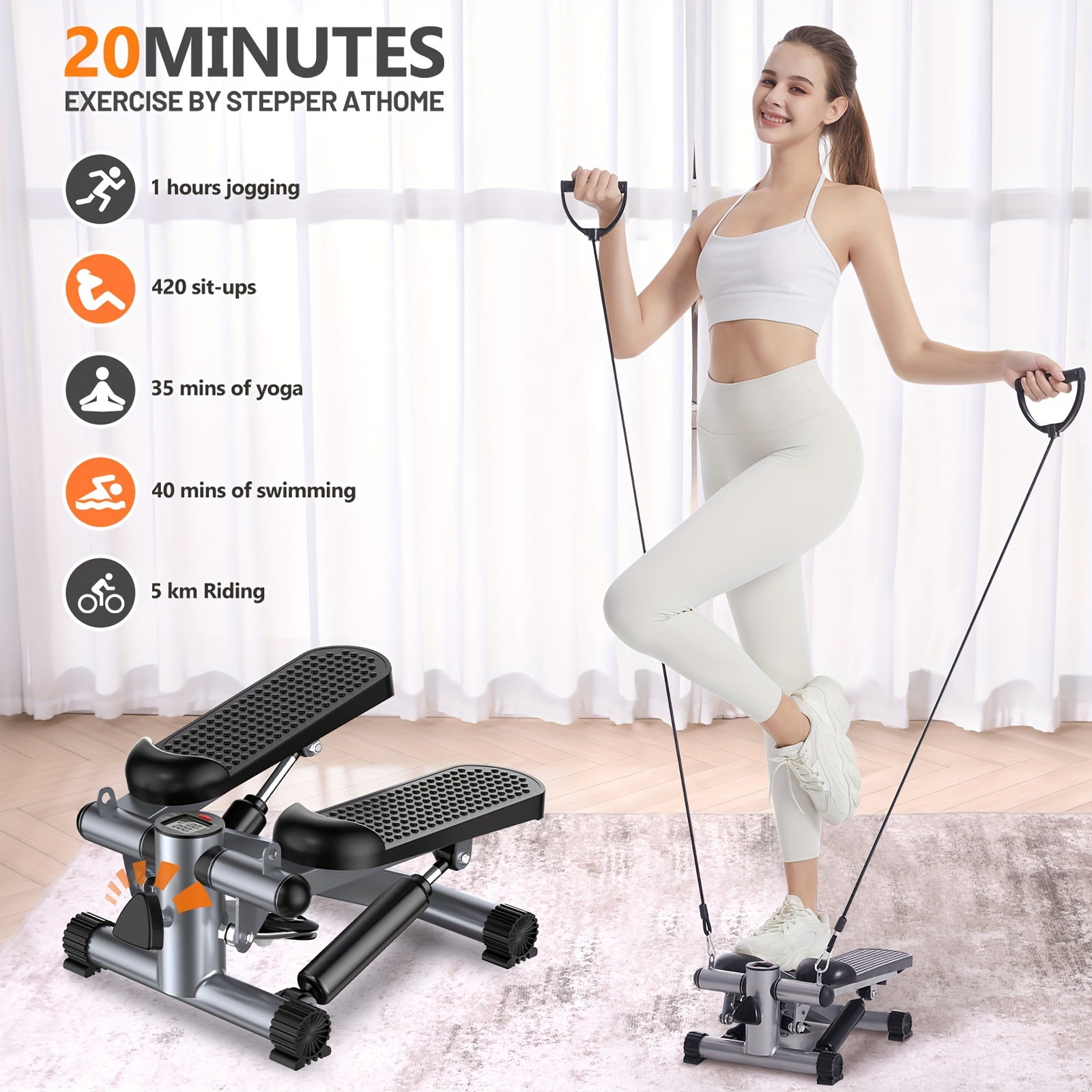 350lbs Capacity Mini Hydraulic Stair Stepper Compact Cardio Machine