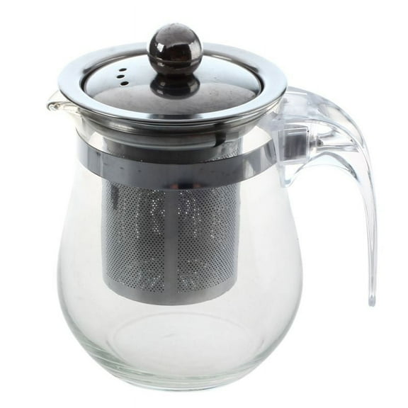 350mL Heat- Clear Glass Teapot Stainless Steel Infuser Flower Tea Potk4481