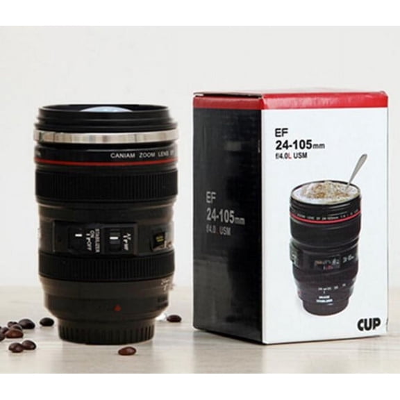 350ml Caniam Camera Lens Travel Mug Lens Cup Tea Mug Black