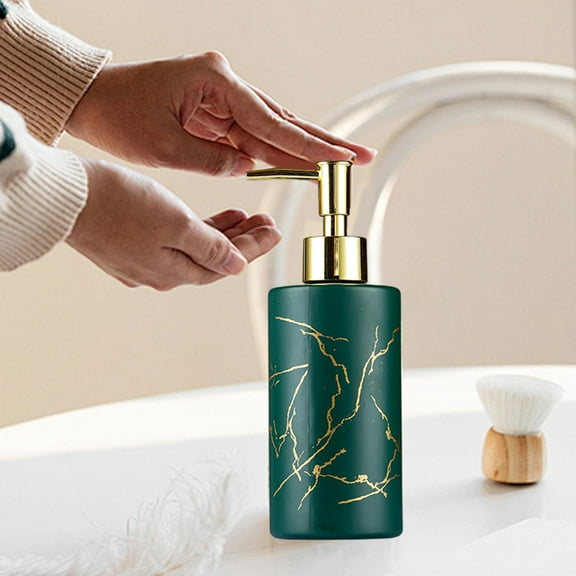 350ml Glass Hand Soap Dispenser, Press Pattern Refillable Bottle, Bathroom Lotion Container, 19x6.7x6.7cm Multi Color, Household Kitchen Organizer, Decorative Pump Bottle