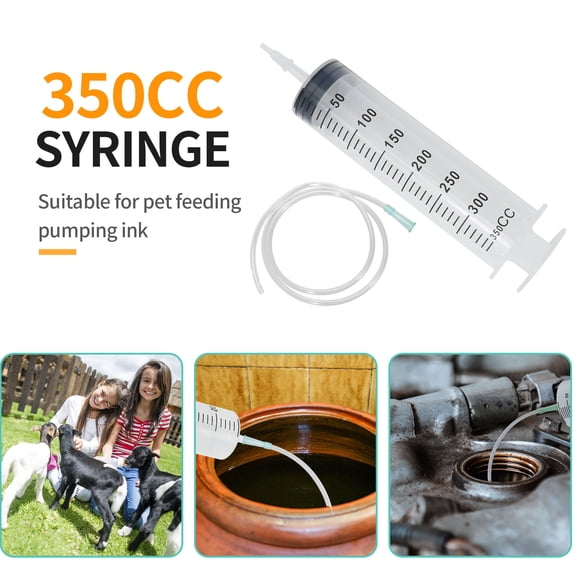 350ml Large Syringe ,Plastic Syringe with 40 inches Plastic Tubing for Plant Irrigation, Perfumes, Inks, Feeding Pets