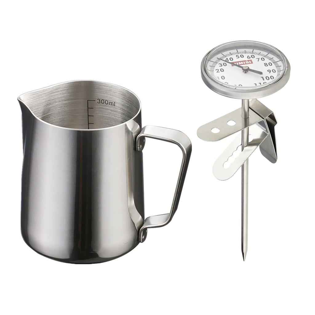 350ml Milk Frothing Jug Pitcher Barista Craft Jug + Thermometer