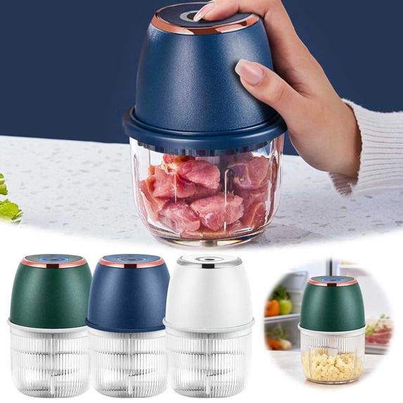 350ml Mini Food Processor, Compact Kitchen Chopper Efficient Vegetable Meat Grinder, Quick Prep Garlic Onion Mincer for Fruits Small Kitchen (Blue)