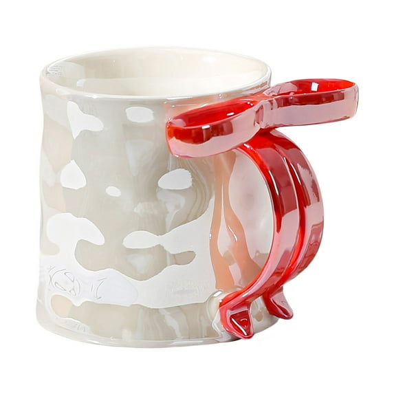 350ml Ribbon Mug with Bow Handle, Ceramic Coffee Mug, Valentine's/Christmas/Birthday Gift for Women, Easy to Clean