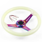 350mm 14inch Universal ABS Deep Dish Racing Steering Wheel Neo Chrome & Luminous
