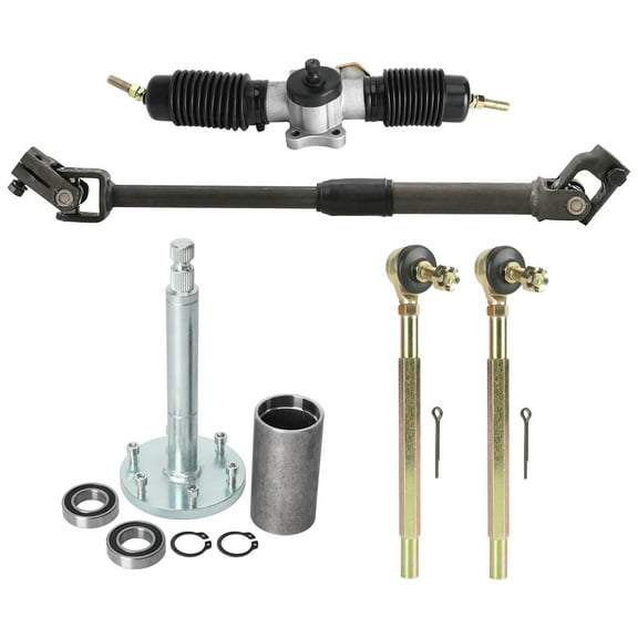 350mm Steering Wheel Steel Kit Gear Rack Pinion Adjustable Shaft Set DIY Parts for Go Kart Go Cart Golf Cart ATV UTV 110cc 125cc 140cc 150cc Buggy Drift Trike (Black, 420mm Steering Rack)