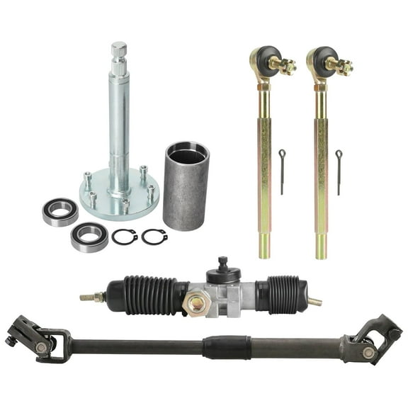 350mm Steering Wheel Steel Kit Gear Rack Pinion Adjustable Shaft Set DIY Parts for Go Kart Go Cart Golf Cart ATV UTV 110cc 125cc 140cc 150cc Buggy Drift Trike (Black, 360mm Steering Rack)