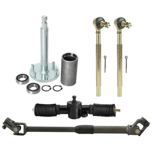 350mm Steering Wheel Steel Kit Gear Rack Pinion Adjustable Shaft Set DIY Parts for Go Kart Go Cart Golf Cart ATV UTV 110cc 125cc 140cc 150cc Buggy Drift Trike (Black, 330mm Steering Rack)