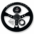 thumbnail image 1 of 350mm Suede Steering Wheel + Short Hub Adapter for 83-04 Ford Mustang / 89-92 Ford Ranger, 1 of 7