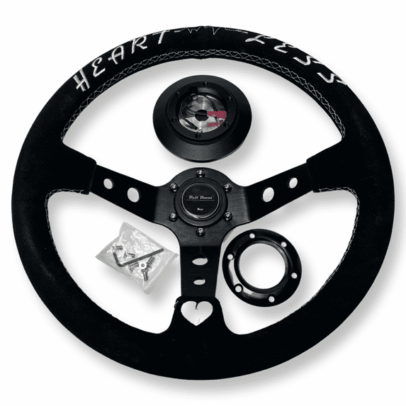 350mm Suede Steering Wheel + Short Hub Adapter for 83-04 Ford Mustang / 89-92 Ford Ranger