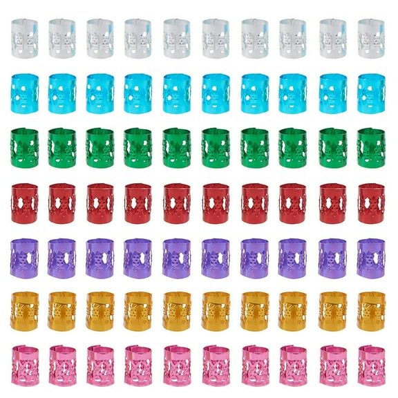 350pcs 7 Color Dreadlocks Beads Aluminum Hair Cuffs Hair Braiding Beads Filigree Hair Dread Locks Metal Cuffs Hair Decoration Braiding Hair Jewelry Accessory Mixed Color