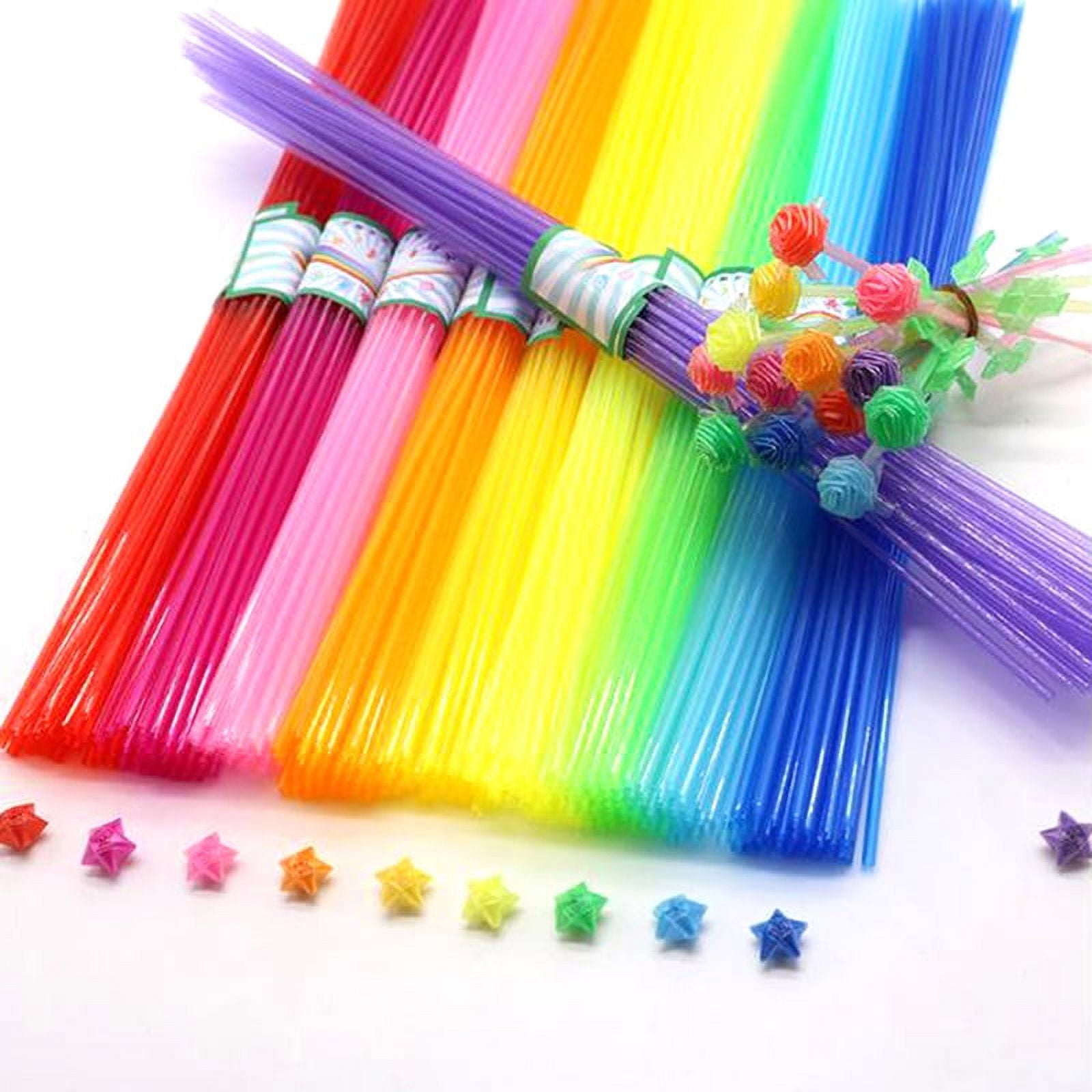 350pcs Children DIY Folded Star Plastic Straw Lucky Transparent Tube Origa_S WA