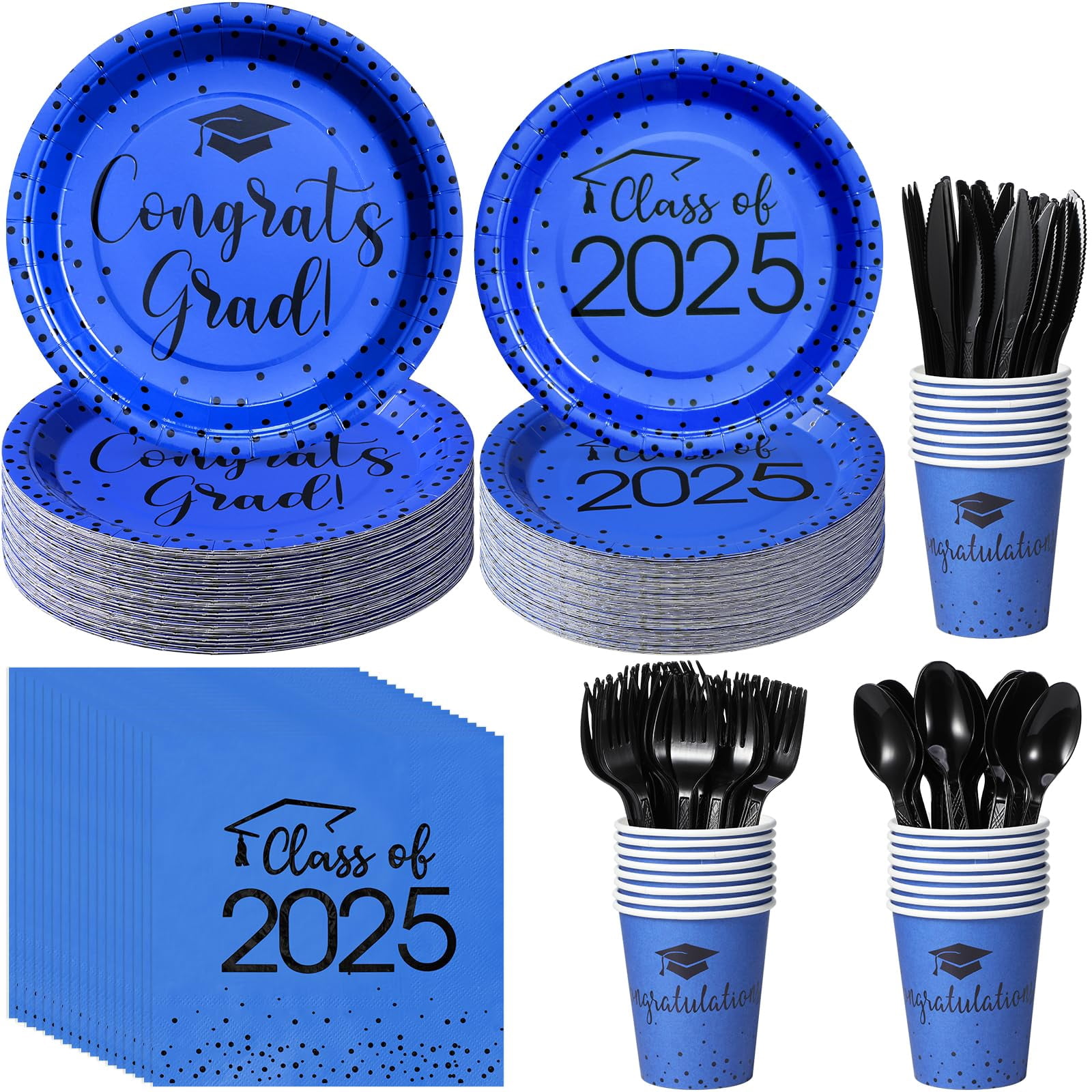 350pcs Class of 2025 KEF16 Graduation Plates and Set, Disposable Paper ...