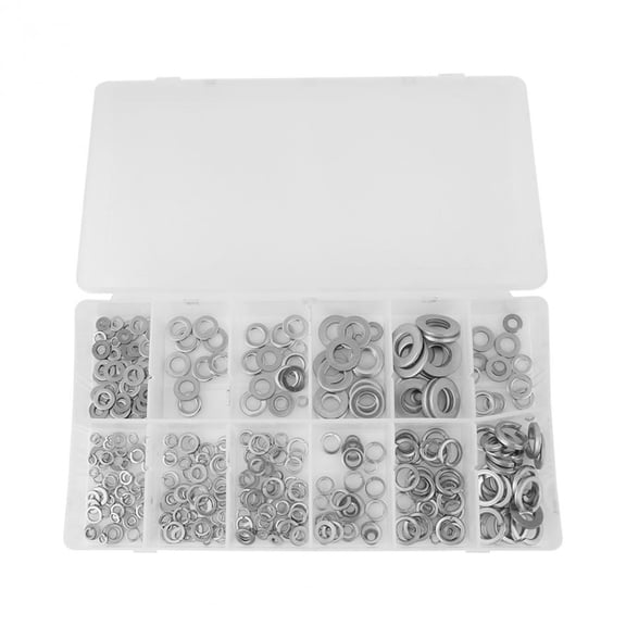 350pcs Stainless Steel Flat and Spring Washer Lock Tool Assortment Kit M3 M4 M5 M6 M8 M10 w/ Box