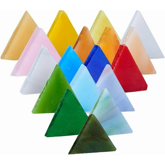 About 350pcs Triangle Mosaic Tiles Opaque Glass Cabochons Mosaic Glass Pieces for DIY Crafts Plates Picture Frames Flowerpots Handmade Jewelry and More