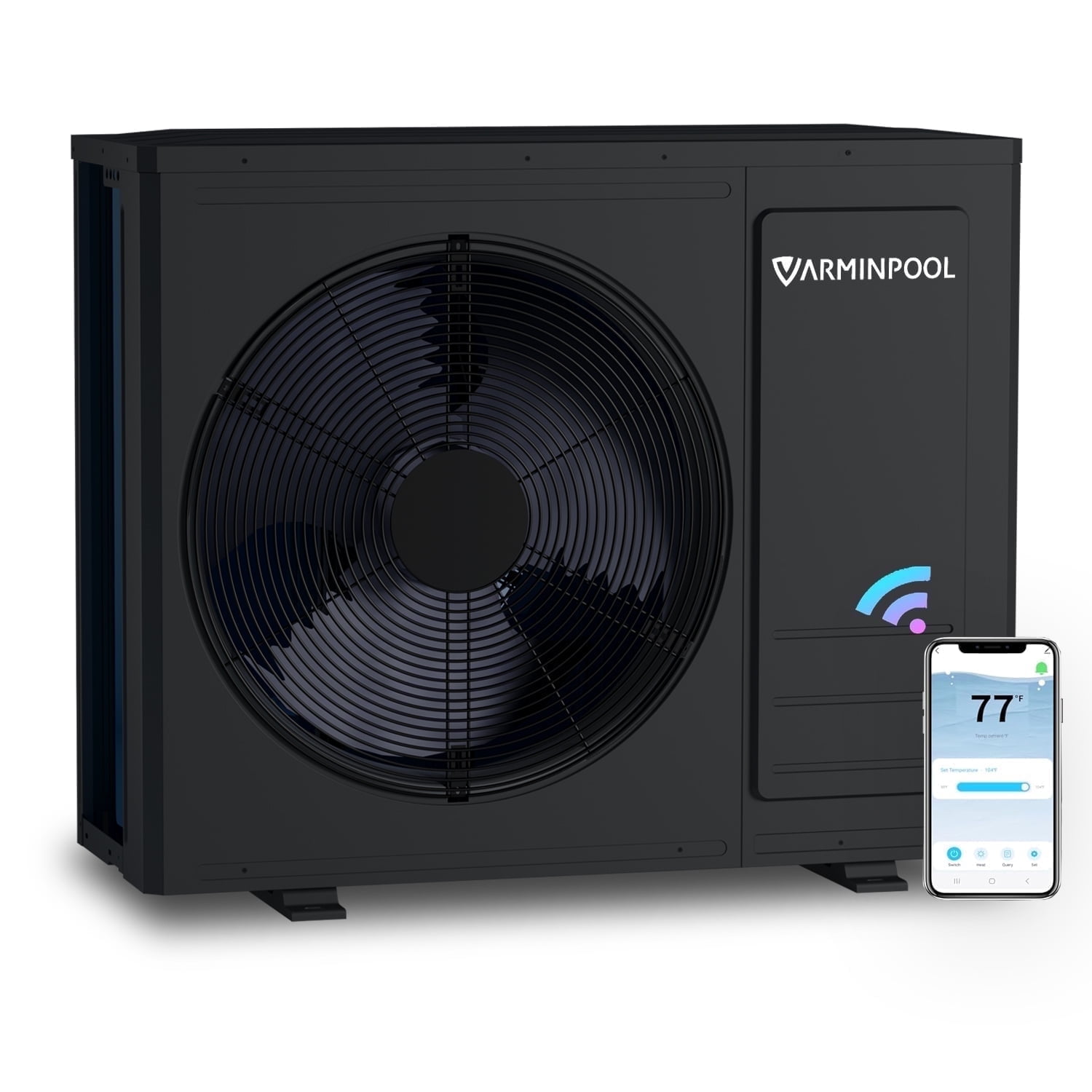 Varminpool 35100 BTU Inverter Swimming Pool Heat Pump, 10,000 Gallons Electric Pool Heater for Above Ground and Inground Pool, WiFi Capable Timer, Heating and Cooling Pool Heater 240V