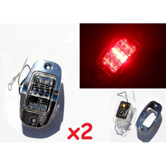 35104C-RE 2 BIG Red w Bezel 9 Diode 4" LED Clearance Side Marker Light Truck Trailer RV