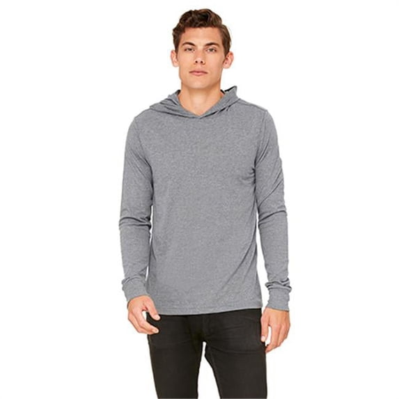 3512 Unisex Jersey Long Sleeve Hoodie - Deep Heather, Extra Small