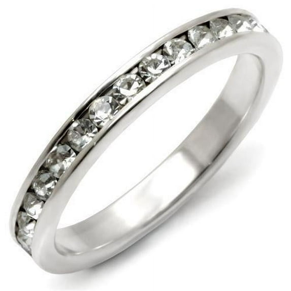 35128 - High-Polished 925 Sterling Silver Ring with Top Grade Crystal in Clear