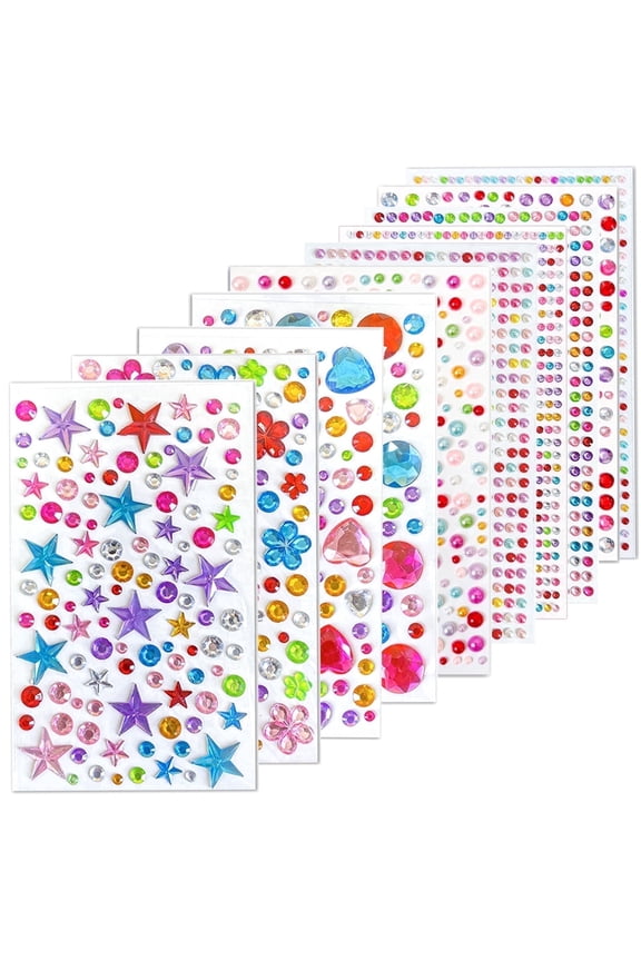 3514Pcs Assorted Gem Rhinestone Stickers - 3D Self-Adhesive Jewels for Crafts