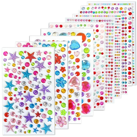 3514Pcs Gem Stickers,Self-Adhesive Rhinestone 3D Stickers,Various Shaped Acrylic Shiny Heart-Shaped Jewelry Rhinestone Stickers, Sitable for handicraft scrapbook supplies