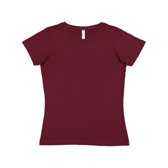 LAT Women 100% Cotton Jersey Crew Neck Short Sleeve Tee (3516) Maroon, 3X