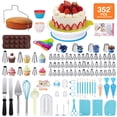 thumbnail image 1 of XUEYU 352 Pcs Cake Decorating Kit, Cake Baking Supplies with 48 Round Piping Tips,6 Korean Tips 4 Russian Tips, Baking Set with Non-slip Turntable, Baking Supplies Tools for Beginners,Plastic, 1 of 7